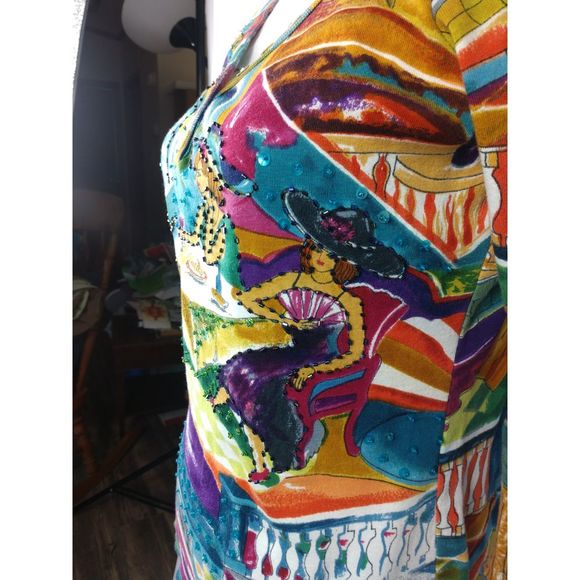 Zashi multi colored fun pattern sweater - Picture 6 of 8